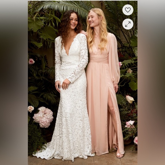 Lulu's Pink Ruched Wrap Gown with V-Neck - Picture 4 of 16